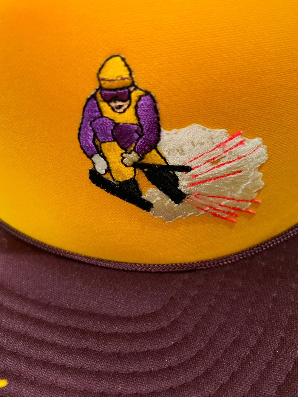 New! Vintage burgundy/gold trucker hat with Telluride ski patches